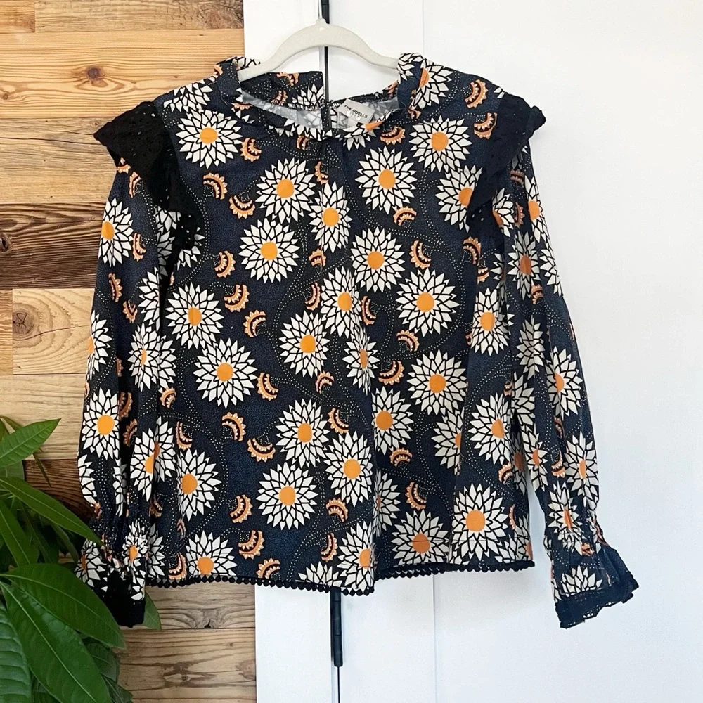 The Odells Samia Daisy Rufffle Top in Twilight Medium - Picture 5 of 8